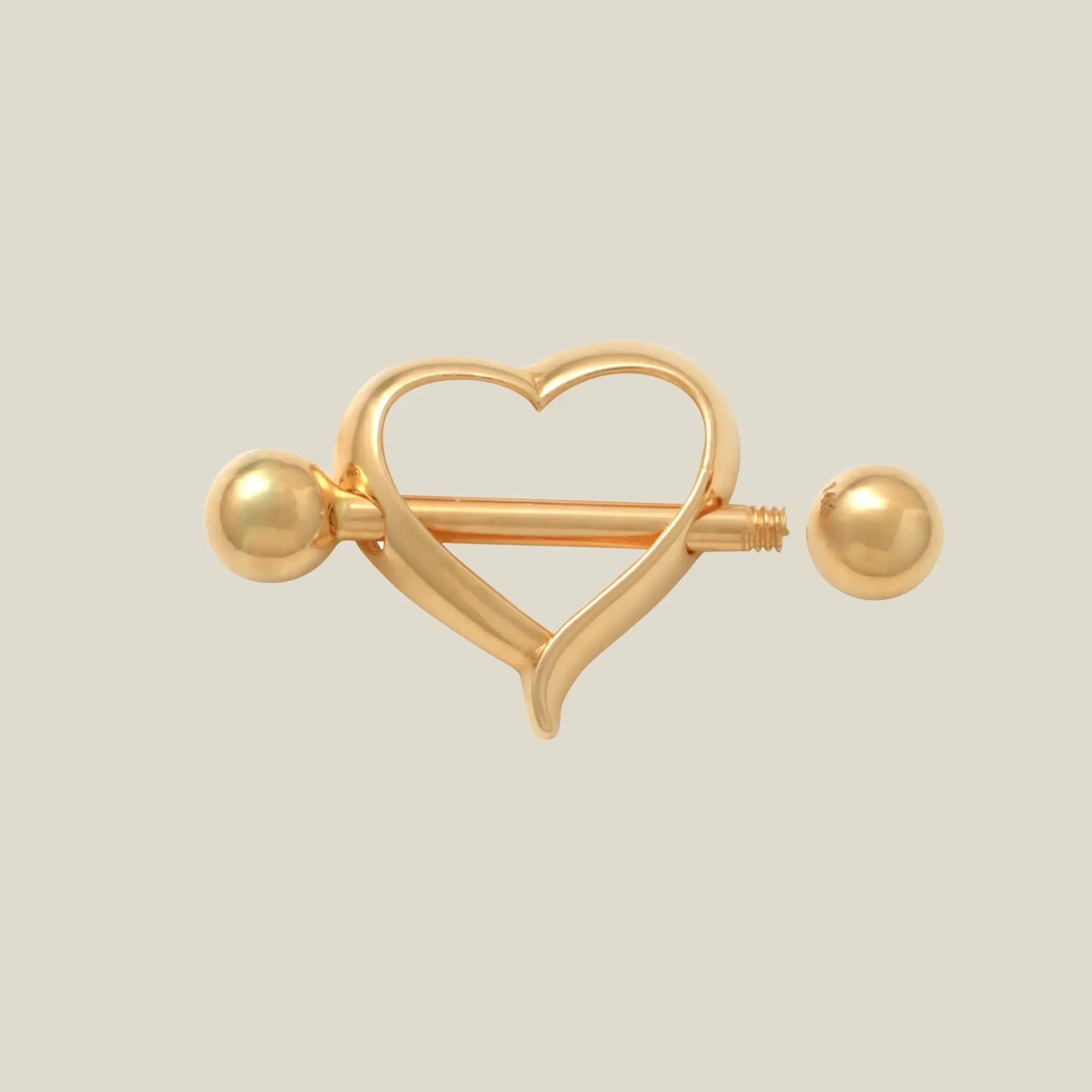 14K Solid Gold Heart Arrow Straight Barbell – Anygolds