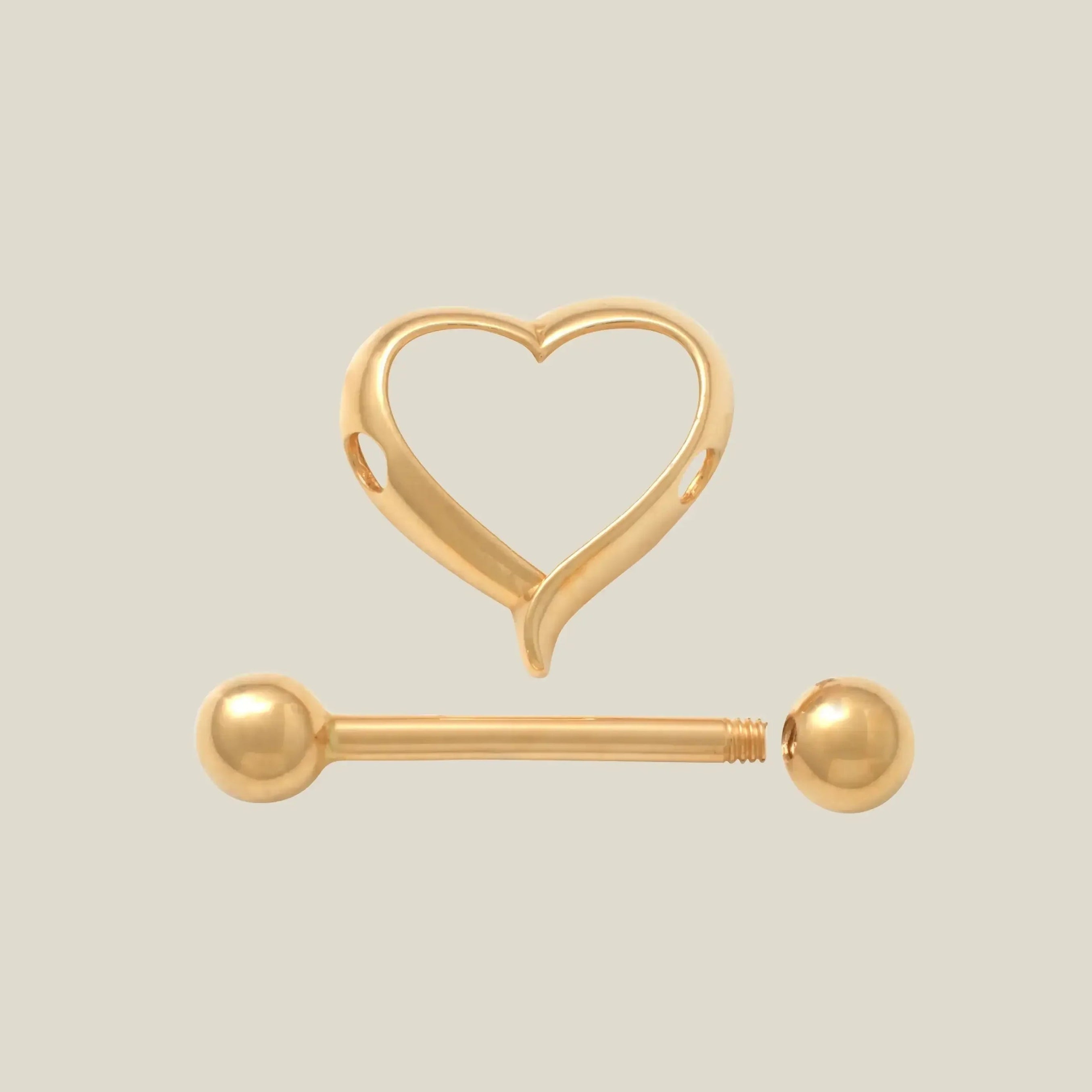 14K Solid Gold Heart Arrow Straight Barbell – Anygolds
