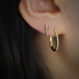 Pendientes de aro con forma ovalada de diamantes de una o dos hileras