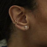 Blue Enamel Cross Stud Earrings - Anygolds