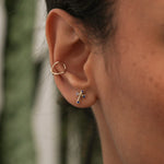 Blue Enamel Cross Stud Earrings - Anygolds