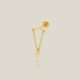 Curved Bar & Round Charm Stud (Internal Thread) - Anygolds