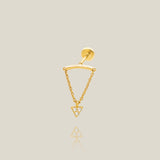 Curved Bar & Triangle Charm Stud (Internal Thread) - Anygolds