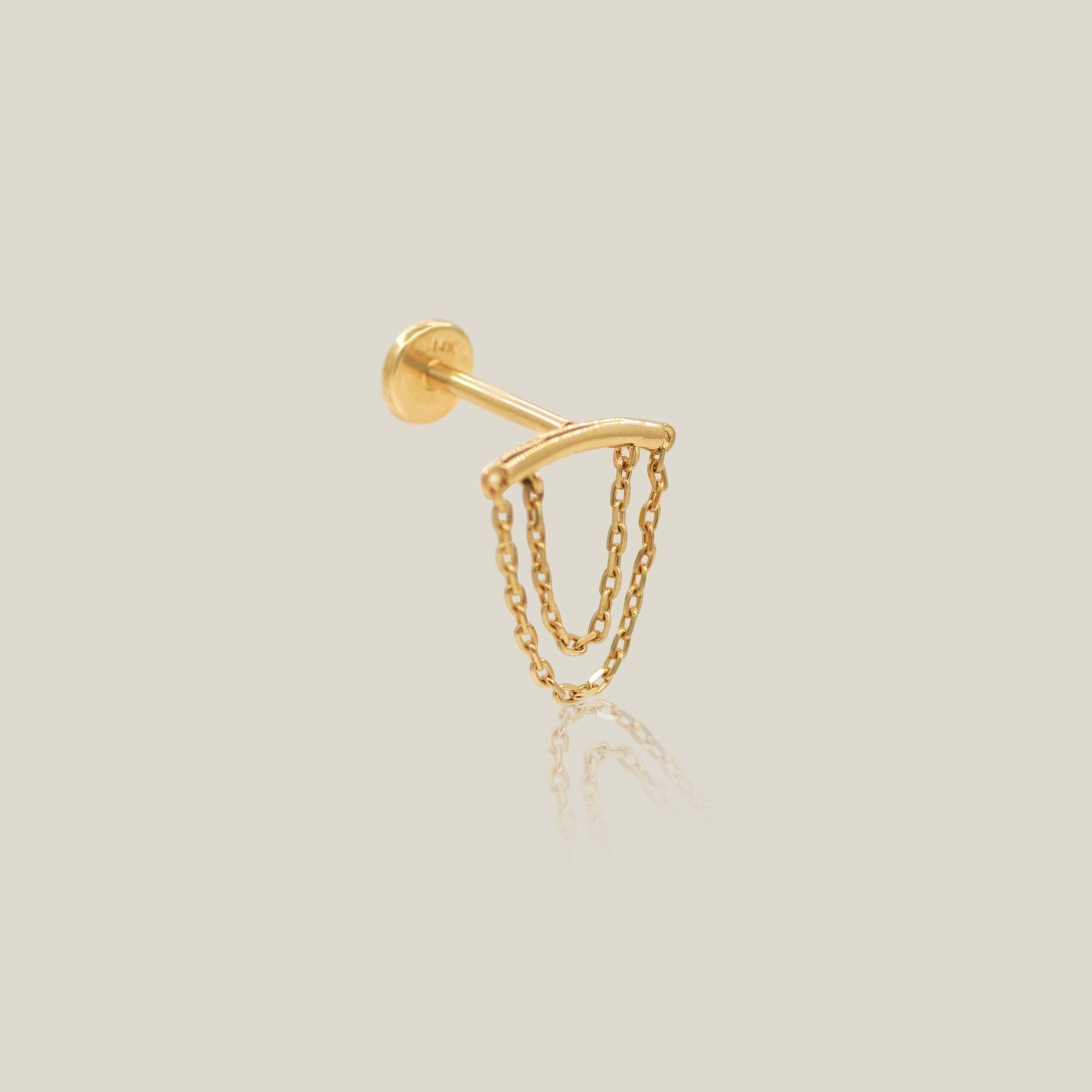 Curved Bar & Double Chain Stud (Internal Thread) - Anygolds