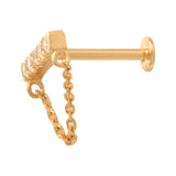 CZ Line Bar Dangle Chain Stud