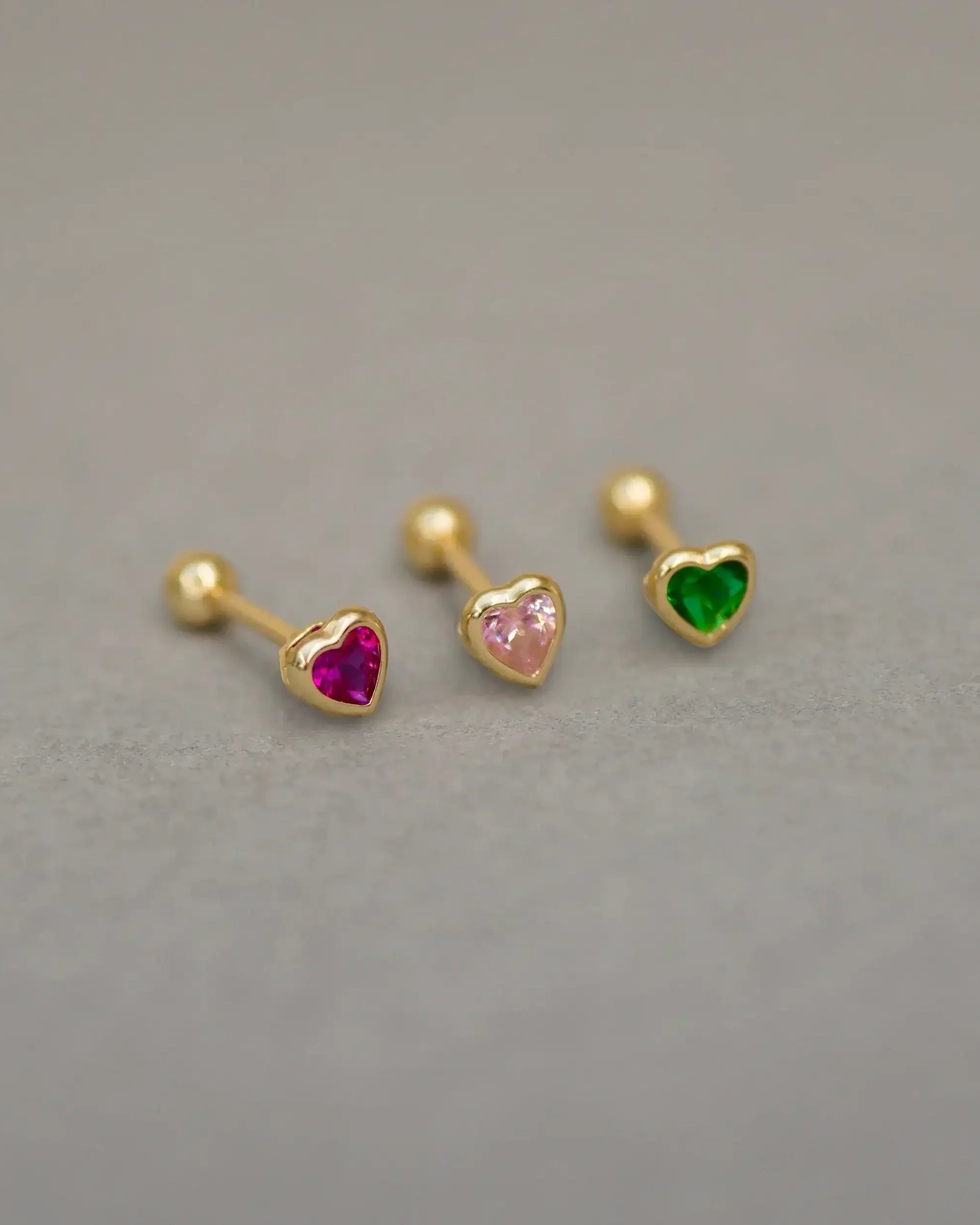 14K Solid Gold Bezel Heart Stud – Anygolds