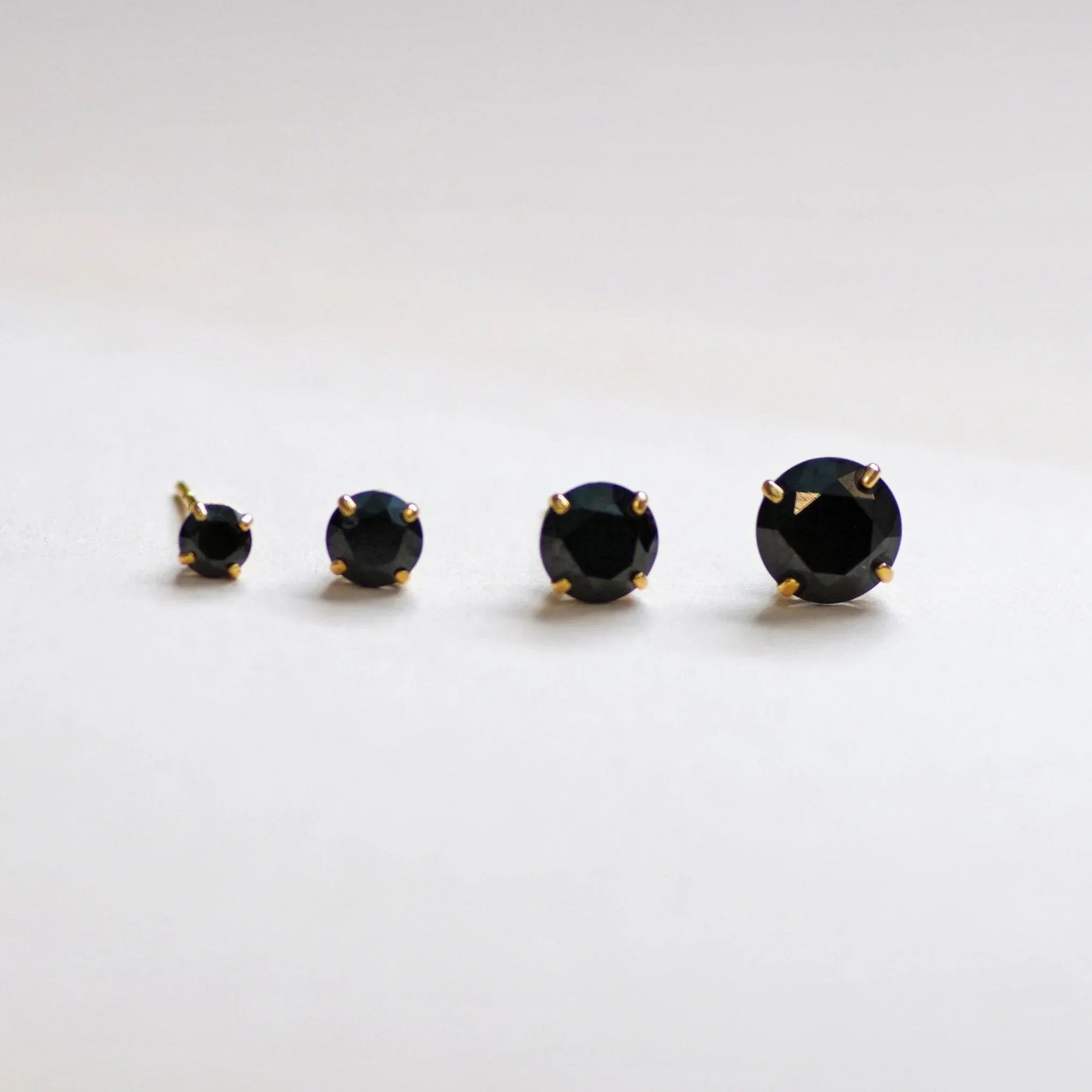Black CZ Stud Earrings - Anygolds