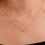 Bezel Diamond Round Pendant Chain Necklace - Anygolds