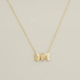 14K Gold Diamond  Butterfly & Bow Necklace - Anygolds