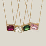 Color Stone Square Necklace - Anygolds