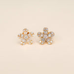 Diamond Baguette-Cut Flower Stud Earrings - Anygolds