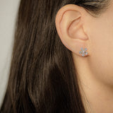 Diamond Baguette-Cut Flower Stud Earrings