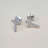 Diamond Cross Stud Earrings - Anygolds