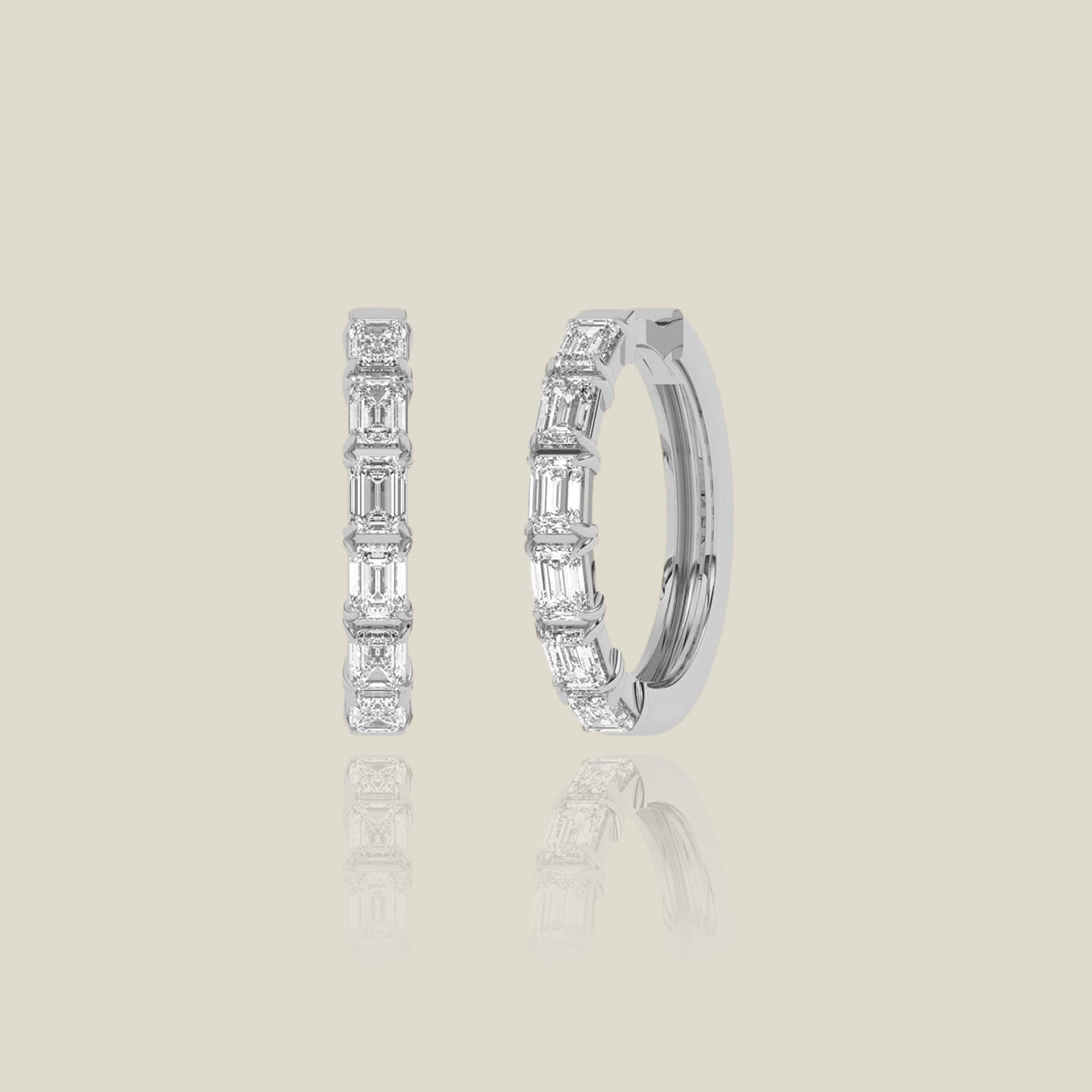 Emerald Cut Lab-Grown Diamond Hoop Earrings 1.85ctw