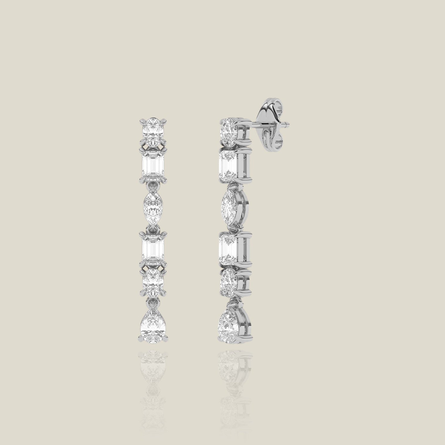 Multi-Shape Lab-Grown Diamond Linear Drop Stud Earrings