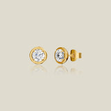 Round Bezel Lab Grown Diamond Stud Earrings