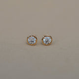 Round Bezel Lab Grown Diamond Stud Earrings