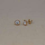 Round Bezel Lab Grown Diamond Stud Earrings