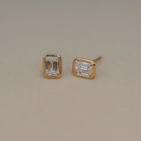 Emerald Cut Square Lab Grown Diamond Stud Earrings