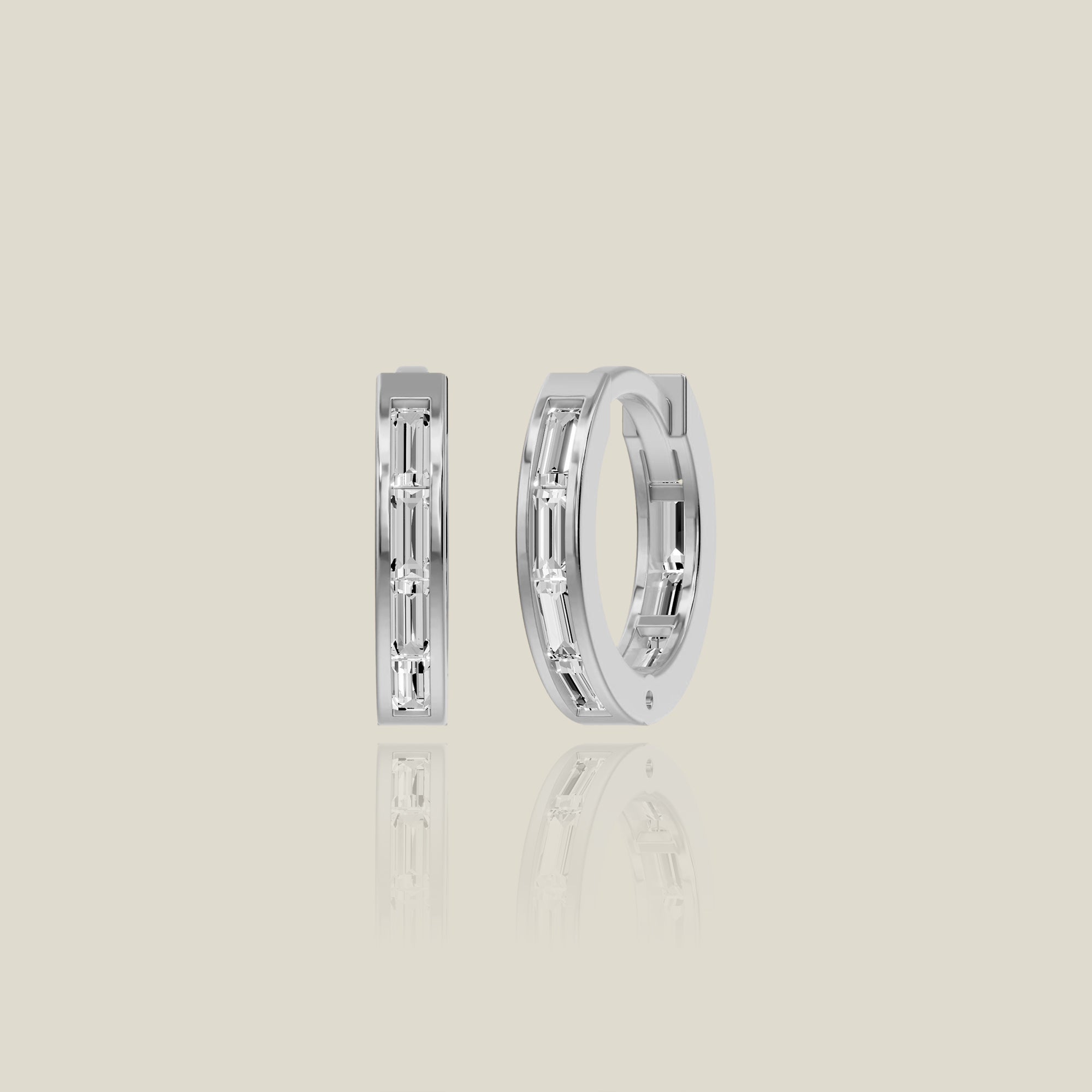Baguette Channel Lab-Grown Diamond Hoop Earrings