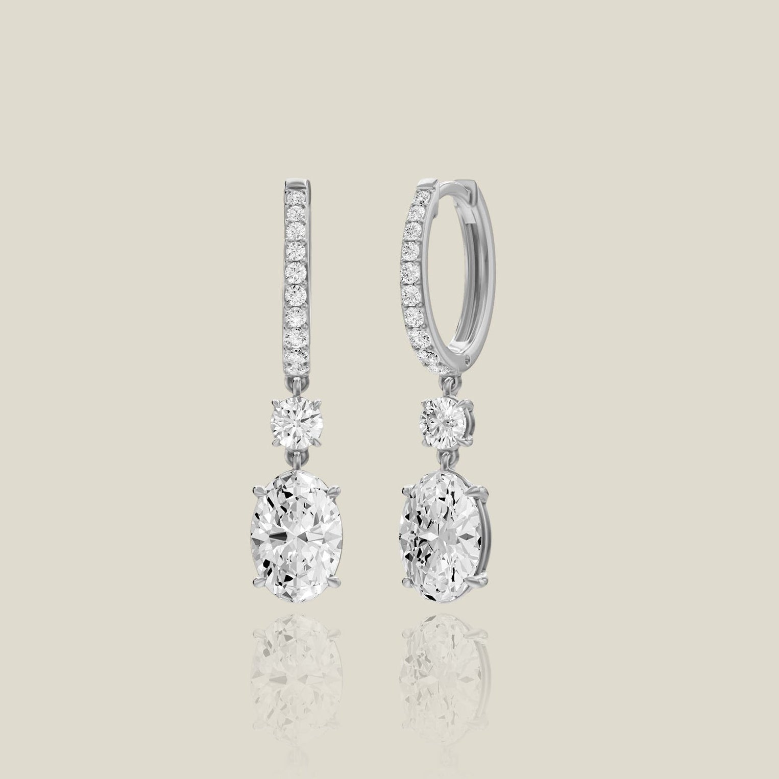 Oval Lab-Grown Diamond Drop Hoop Earrings