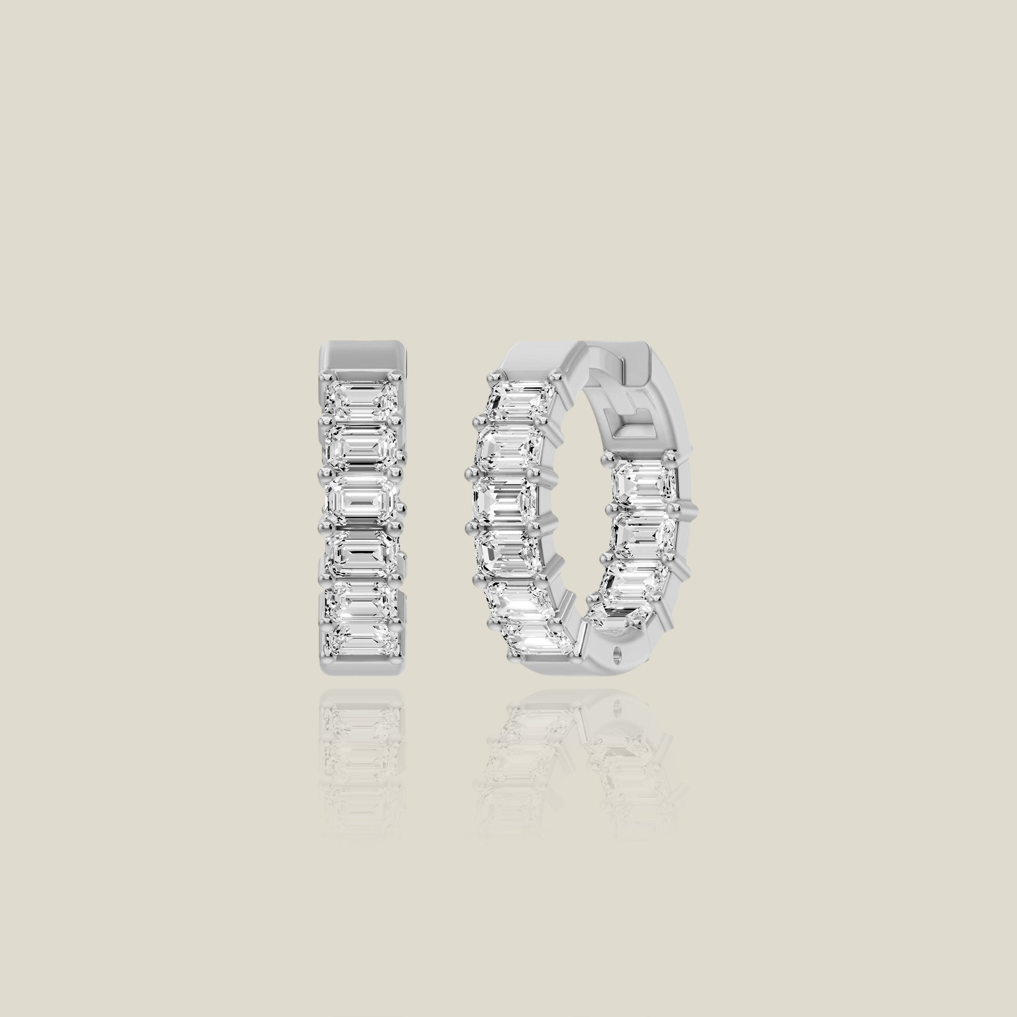 Emerald Cut Lab-Grown Diamond Hoop Earrings 2.03ctw