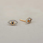 Diamond  Evil Eye Stud Earrings - Anygolds