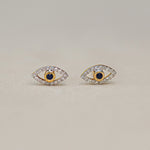 Diamond  Evil Eye Stud Earrings - Anygolds