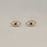 Diamond  Evil Eye Stud Earrings - Anygolds