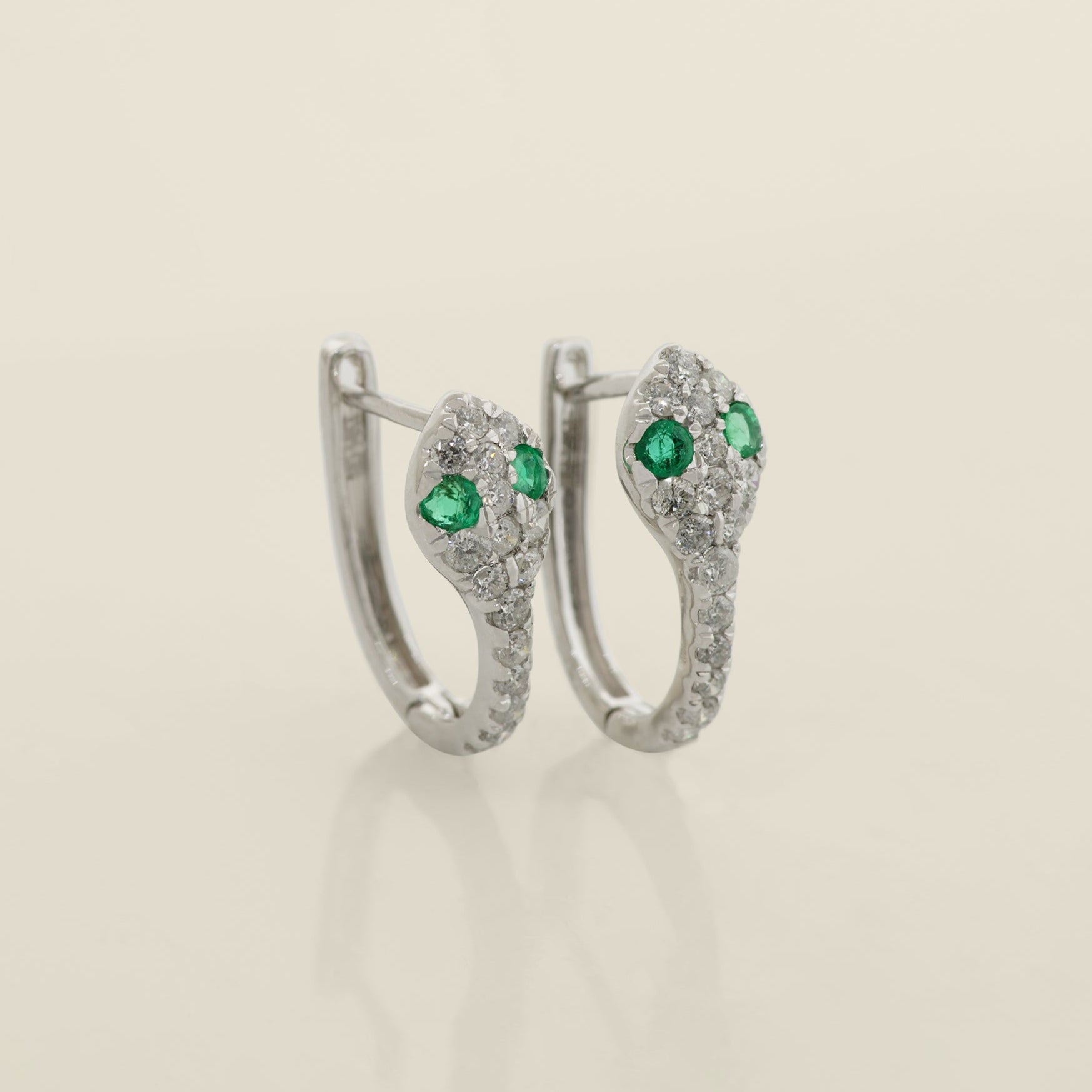 Diamond Emerald Snake Eyes Hoop Earrings