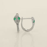 Diamond Emerald Snake Eyes Hoop Earrings