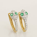 Diamond Emerald Snake Eyes Hoop Earrings