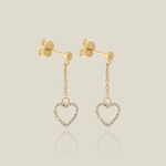 Micro-Pavé Diamond Heart Drop Earrings - Anygolds