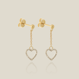 Micro-Pavé Diamond Heart Drop Earrings - Anygolds