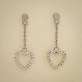 Diamond Heart Chain Drop Earrings