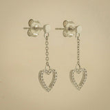 Diamond Heart Chain Drop Earrings