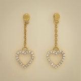 Diamond Heart Chain Drop Earrings