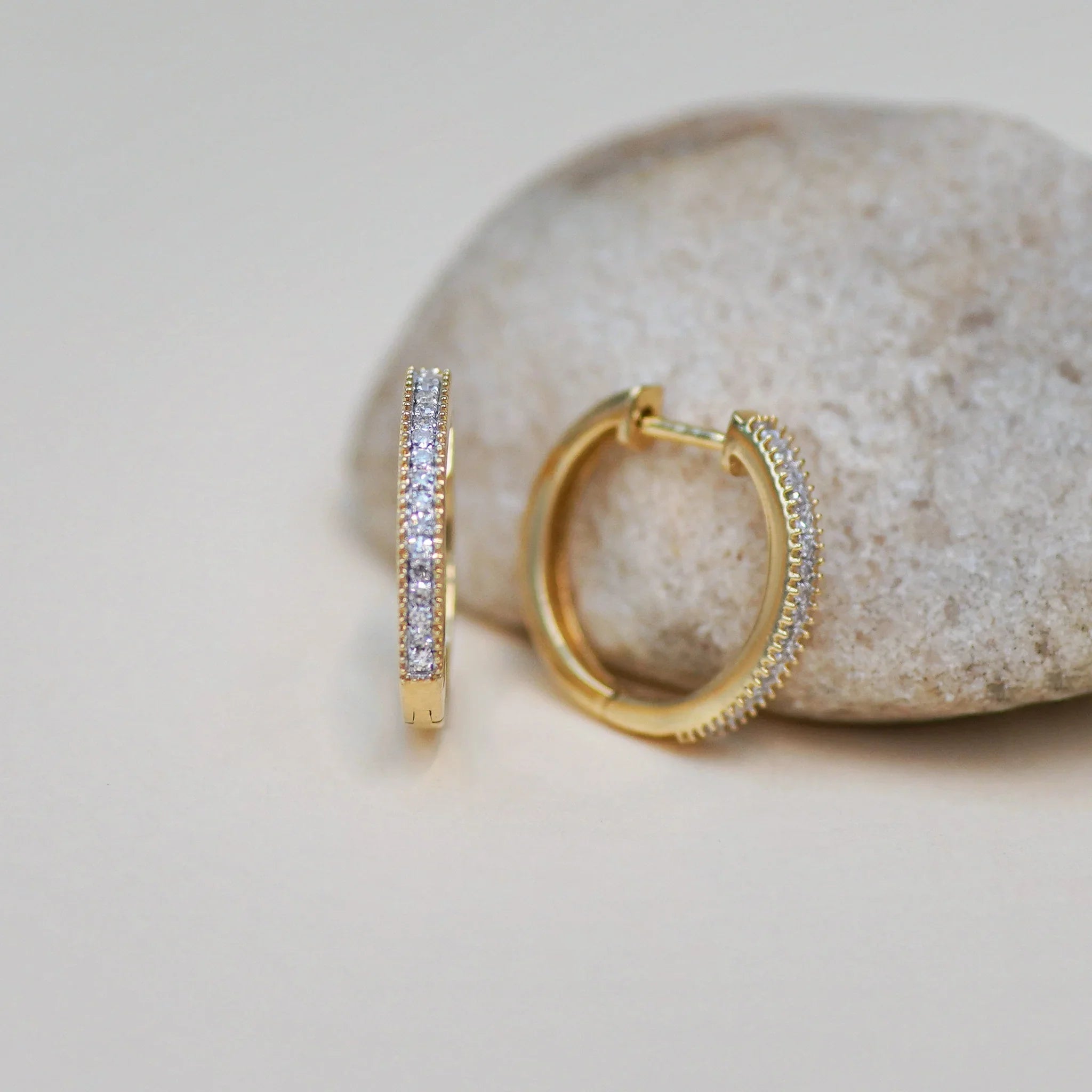 Medium Eternity Diamond Hoop Earrings - Anygolds