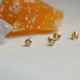 Bezel Diamond Round Stud Earrings - Anygolds