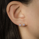 Micro-Pavé Diamond Round Stud Earrings - Anygolds