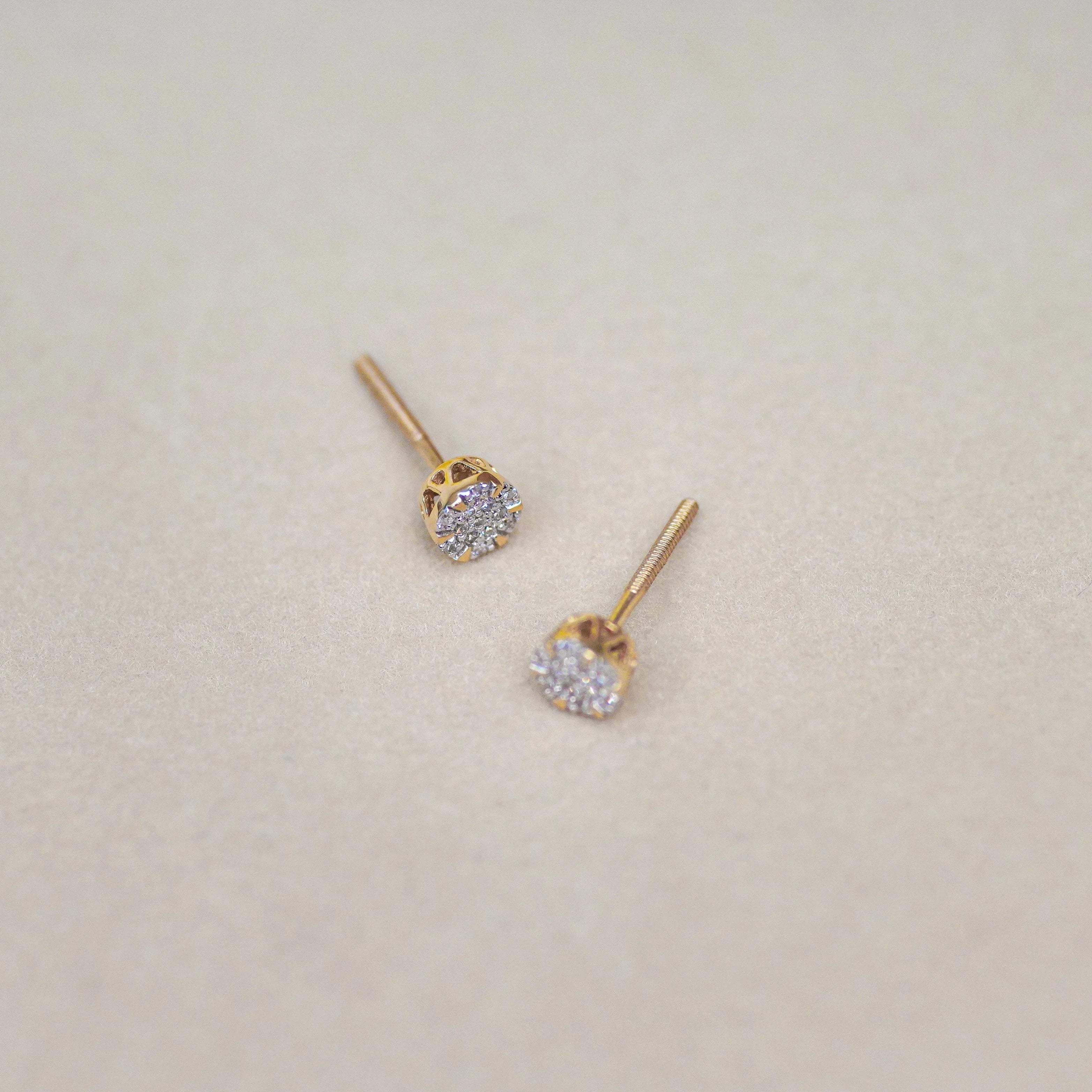 Micro-Pavé Diamond Round Stud Earrings - Anygolds
