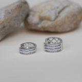 Pavé Row Diamond Huggie Hoop Earrings (2&3 Rows)