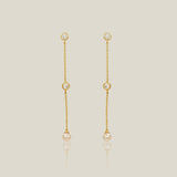 CZ & Pearl Long Chain Drop Earrings - Anygolds