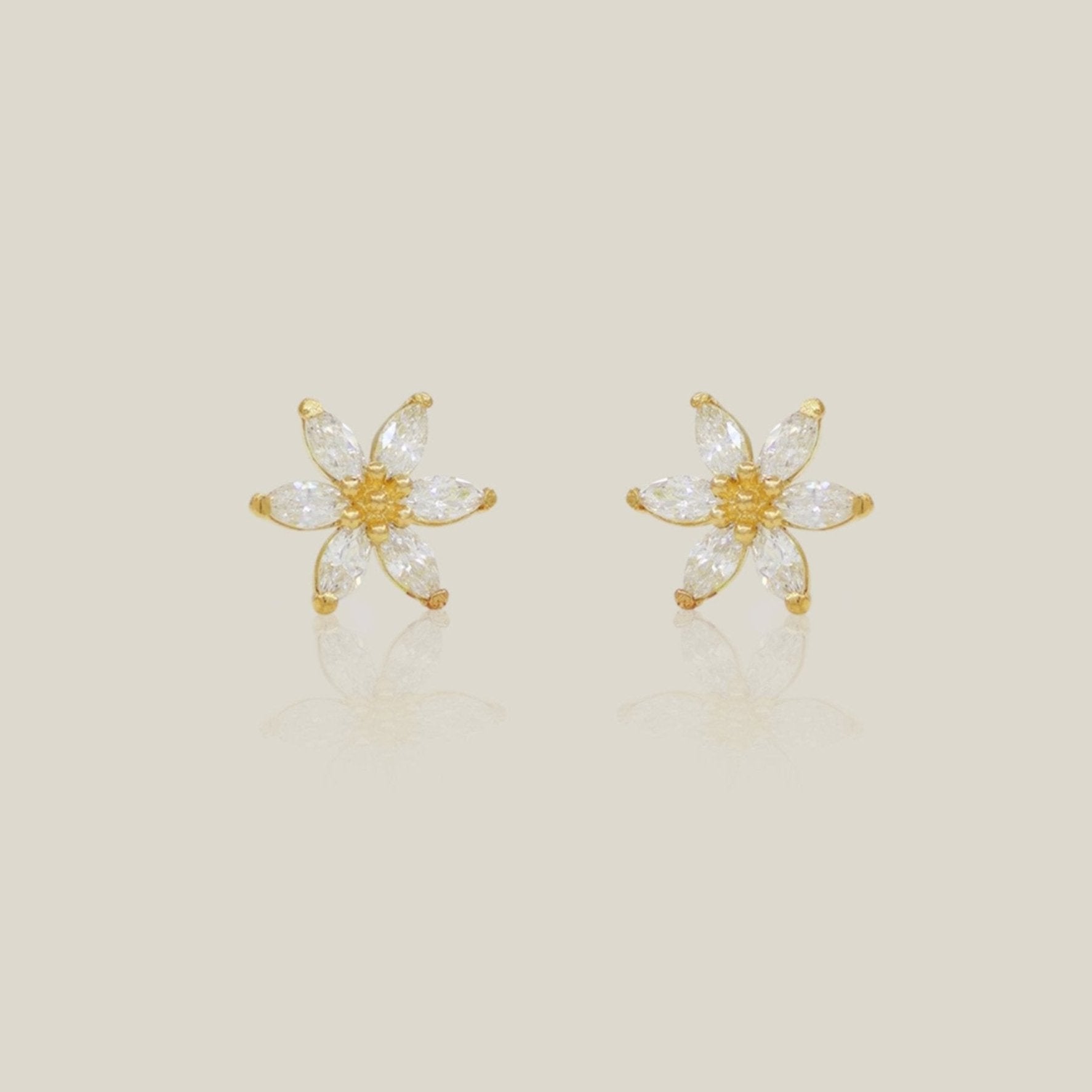 Sunflower CZ Stud Earrings - Anygolds