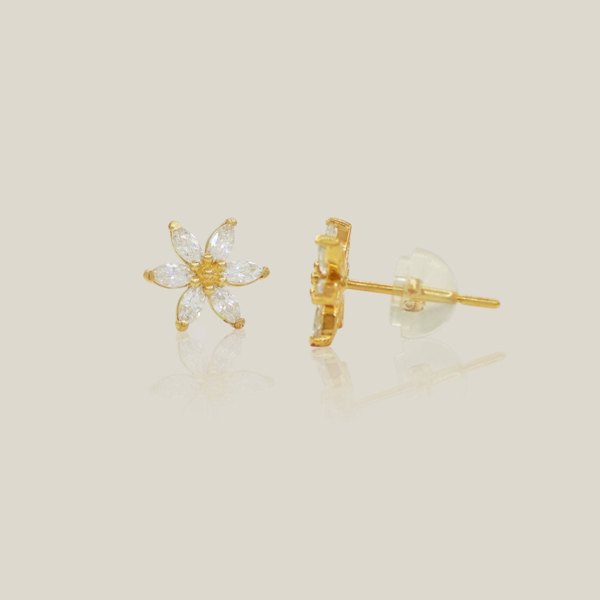 Sunflower CZ Stud Earrings - Anygolds