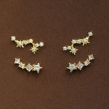 Star & Square Climber Stud Earrings
