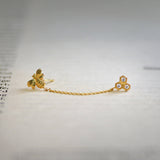 Bee & Honeycomb Double Chain Stud Earring