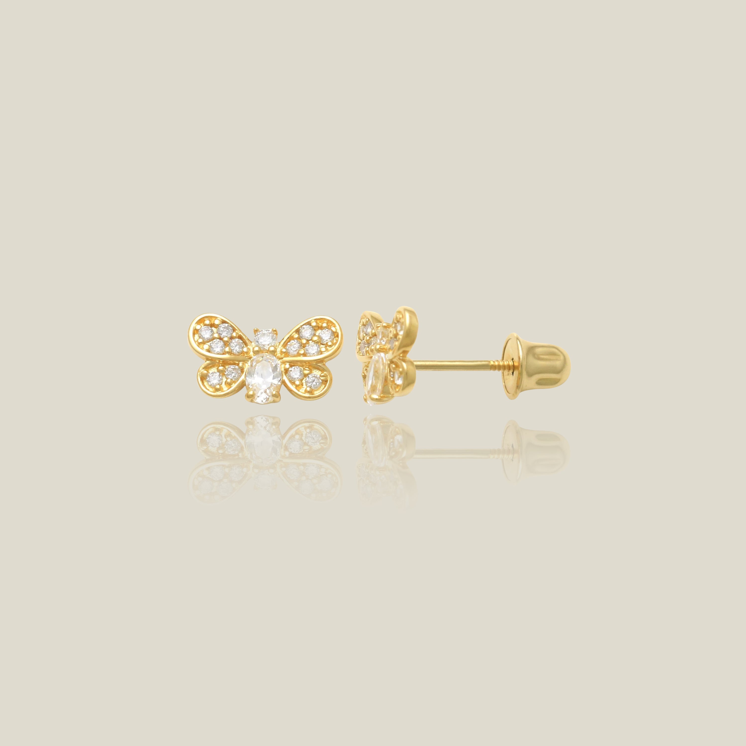 Round Butterfly Stud Earrings - Anygolds