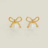 Ribbon Fresh Water Pearl Baby Earrings