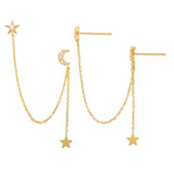 14K Solid Gold Cubic Zirconia Drop Earrings